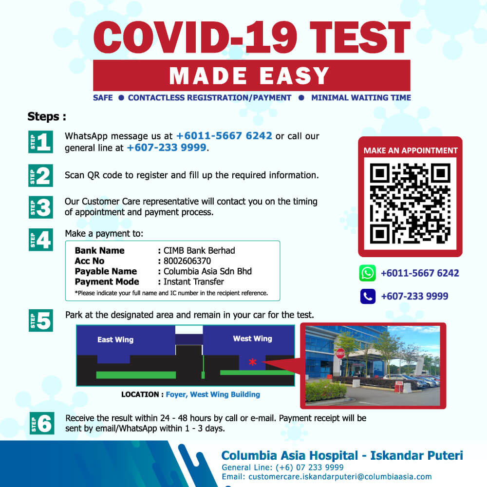 Columbia Asia Hospital - Iskandar Puteri COVID-19 Swab Test