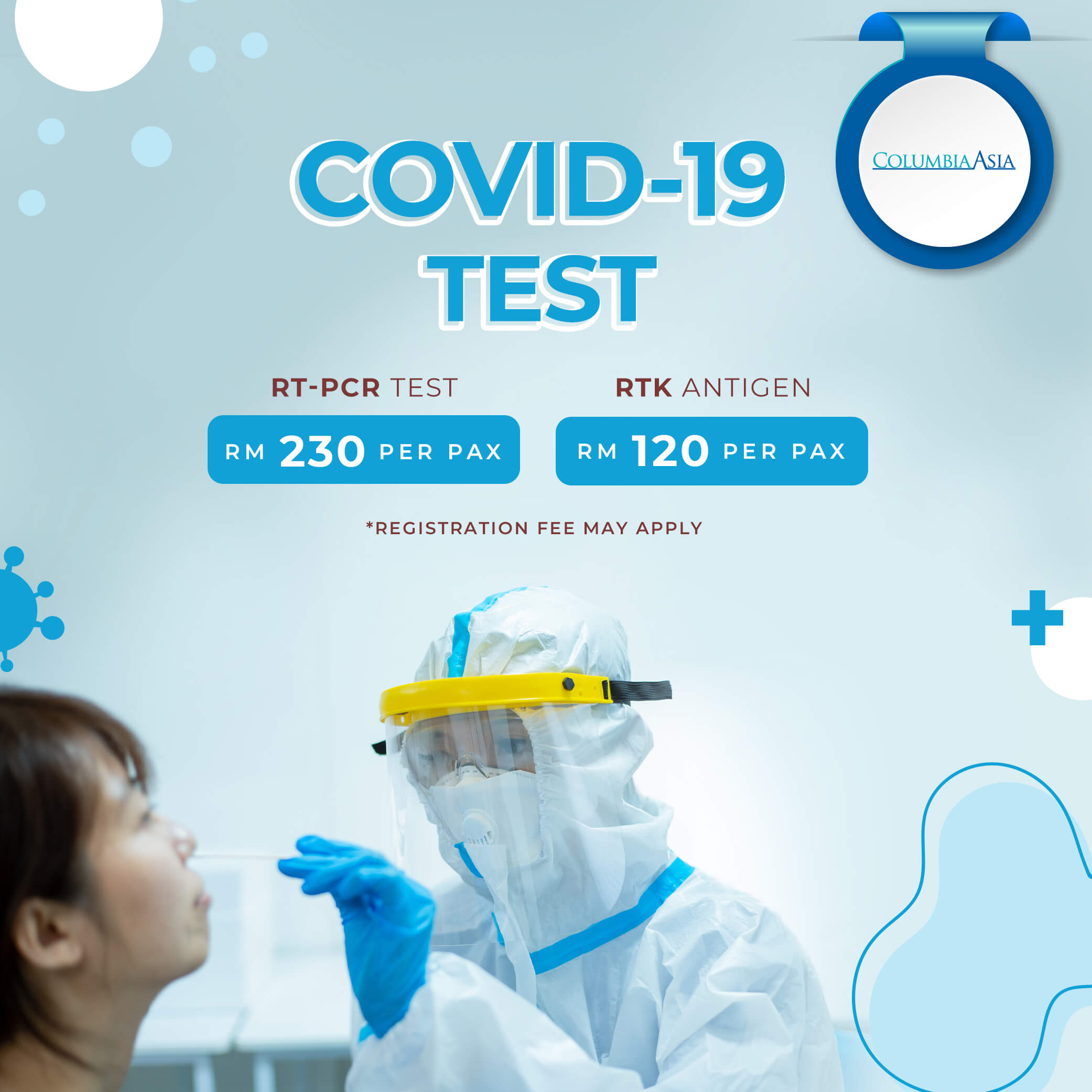 Covid-19 RT- PCR & RTK Test in Columbia Asia